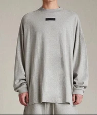 Fear of God Essentials Dark Heather Oatmeal Long Sleeve T-Shirt Small