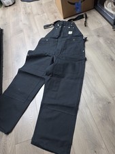 Carhartt Men  s Black Cotton Canvas Duck Bib Overalls 40x30 R01 BLK Double Knee