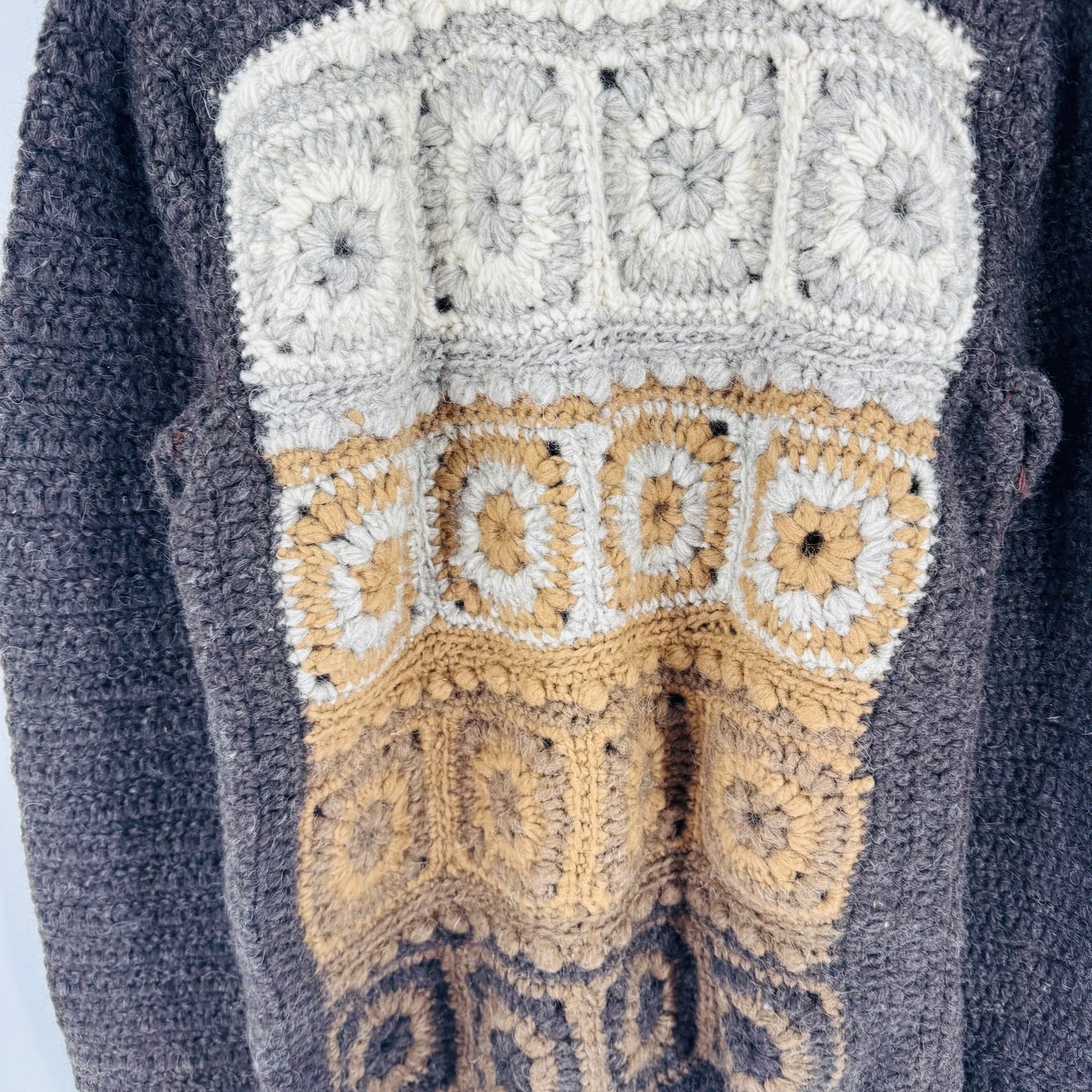 Handmade Crochet Patchwork Sweater Boho Chunky Kn… - image 6