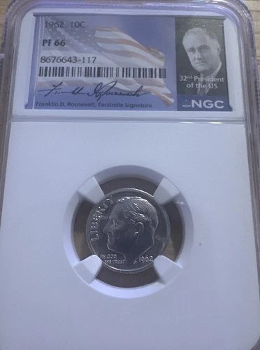 1962 Roosevelt Dime 10C NGC PF66