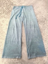 90s Vintage Juicy Couture Aqua Velour Track Pants Made in USA Y2K Size Medium