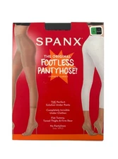 Spanx Sz A Black Power Capri Control Top Footless Pantyhose 911 NIP