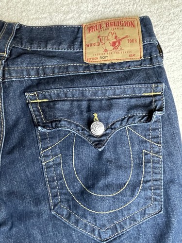 Jeans True Religion Ricky Denim Uomo 36x33 Relaxed Dritto Made in USA - Foto 12 di 18