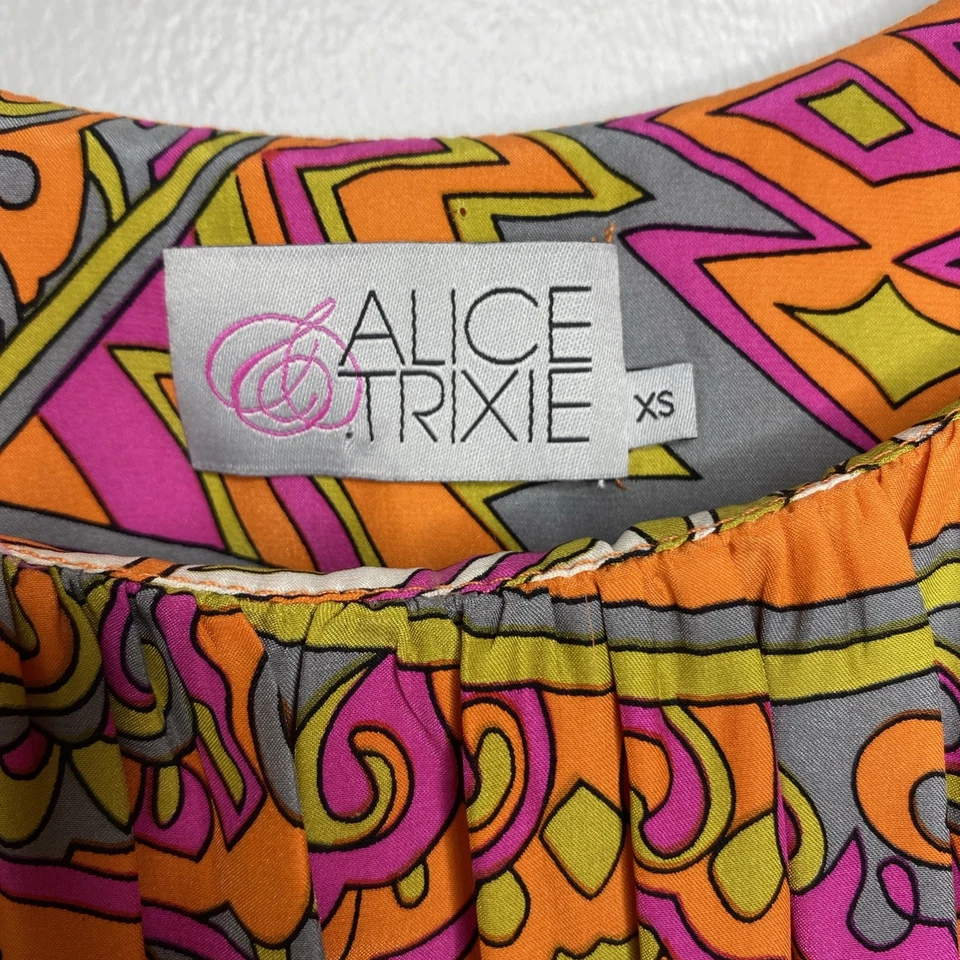 Vestido Alice Trixie 100% Seda XS Corbata Cintura Cachemira Estampado Mixto Sin Mangas Foto 3 de 4