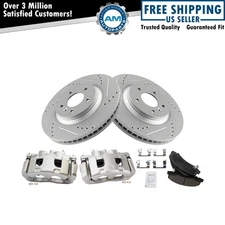 Front Brake Calipers Ceramic Pads Drilled Rotors for LaCrosse Lucerne DTS