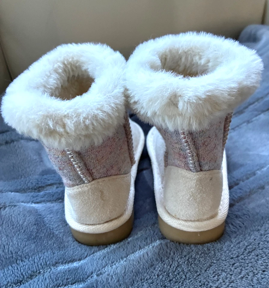 Baby девочек теплый ботинок ботинки - бежевый искусственного меха подкладка - размер 5 - свет вверх - Изображение 4 из 4
