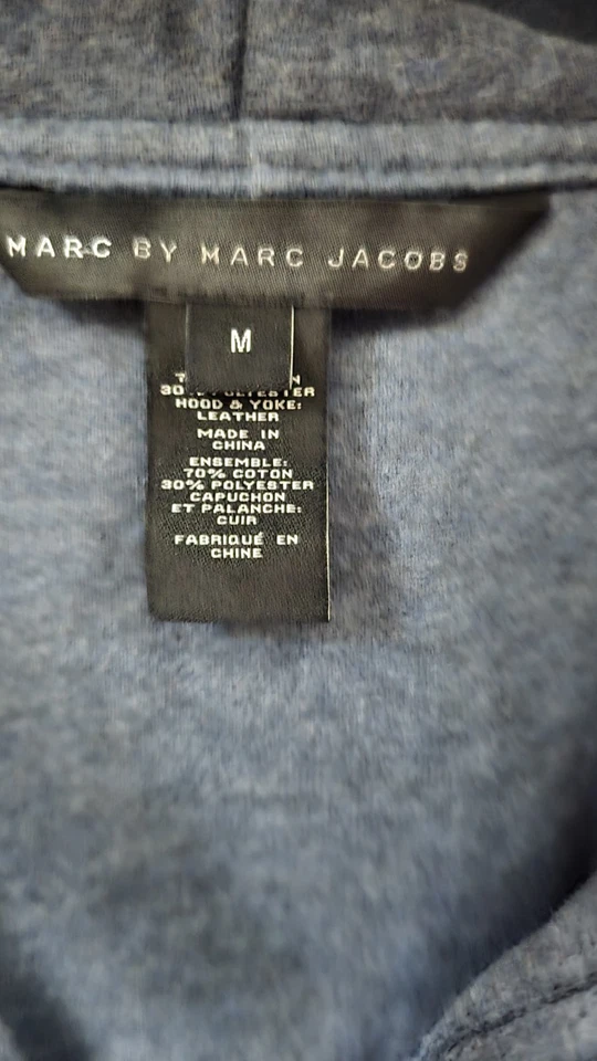 Marc By Marc Jacobs Hombre’s Azul Marino y Negro Cremallera Sudadera con Capucha de Cuero Foto 3 de 4