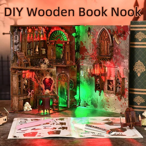 Haunted Horror Book Nook DIY Miniature Dollhouse LED Light Kit - Picture 5 of 9
