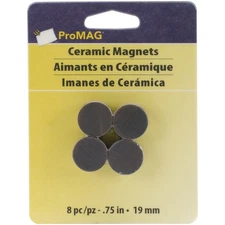 ProMag Round Ceramic Magnets 8/Pkg-.75" - 6 Pack