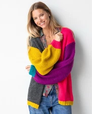 NWT NATURAL LIFE Oversized Color Block Cardigan Sweater Sz L/ XL