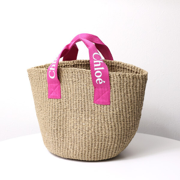 Chloe Basket Bag Tote Bag Open Type Polyester Cotton Pink