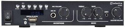Adastra 953.425UK A200 Digital Stereo PA Verstärker mit Bluetooth Empfänger | Schwarz