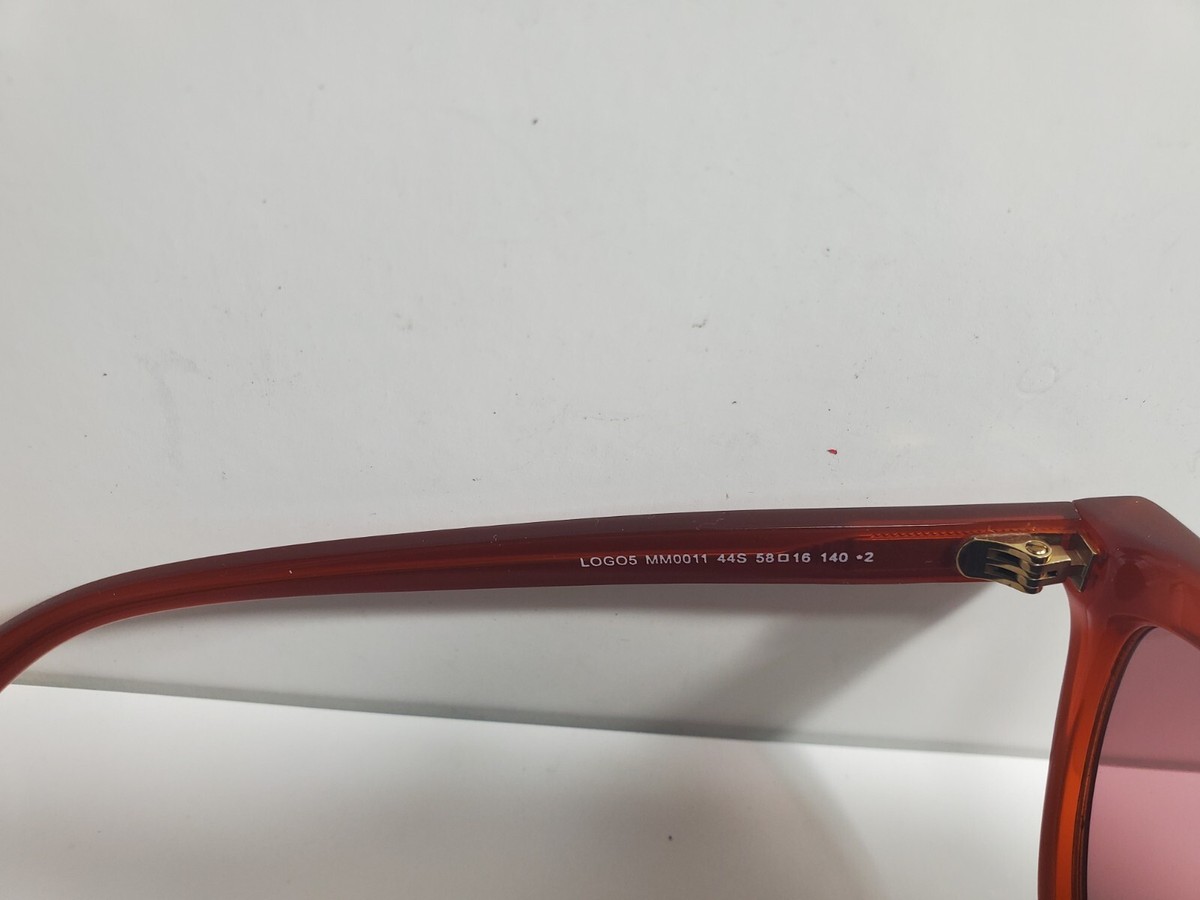 MAXMARA キャットアイフレムサンクラス MM0011 44S MAX MARA LOGO5 MM0011 44S Brown Crystal Cat Eye Sunglasses