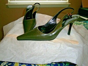 green slingback pumps
