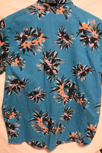 Volcom Hawaiian Shirt Mens Size L Blue Button Up Floral Tropical Print - Picture 6 of 11