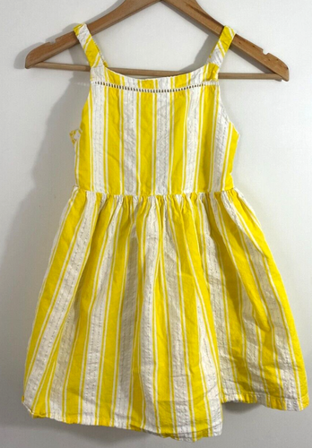Tahari Girls Yellow White Striped Lined Dress Size 6 years old small FLAW K25