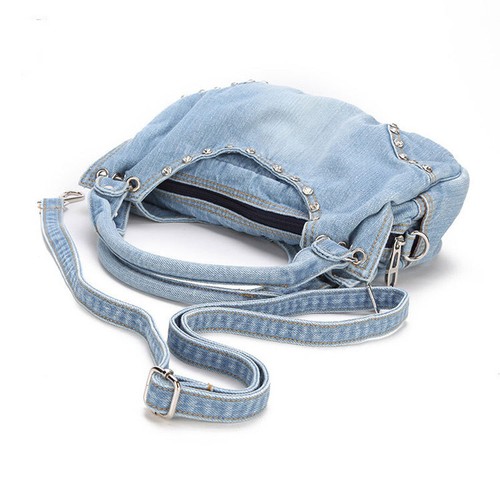 Modische Damen-Schultertasche aus Denim mit Bohrung Umhängetasche Handtasche Kuriertasche neu - Bild 6 von 14