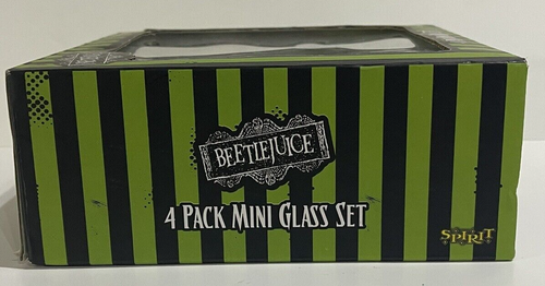 4 BEETLEJUICE Shot Glass / Votives Set TIM BURTON Spirit HALLOWEEN New Open Box - Picture 5 of 15