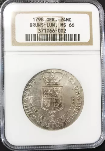 Germany States Brunswick-Luneburg-Celle 24 MG 1798 NGC MS 66 FINEST KNOWN