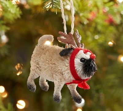 POTTERY BARN BOTTLE BRUSH PUG Christmas ORNAMENT NEW NWT | eBay display picture 1