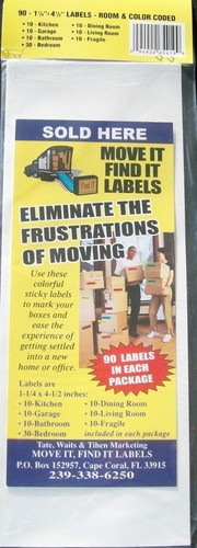MOVE IT FIND IT: 90 Household Assorted Moving Labels For Packing & Storing - Picture 2 of 4