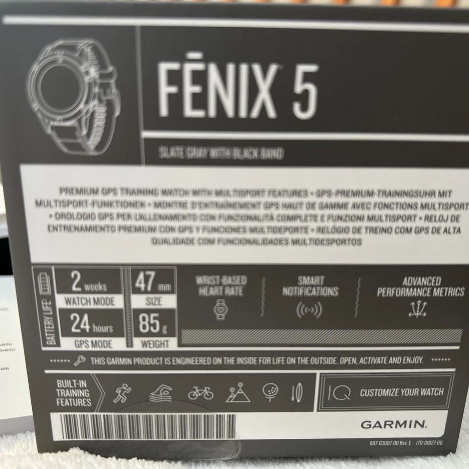 Garmin Fenix 5 Black Premium Multisport GPS Watch 47mm - Image 4 of 4