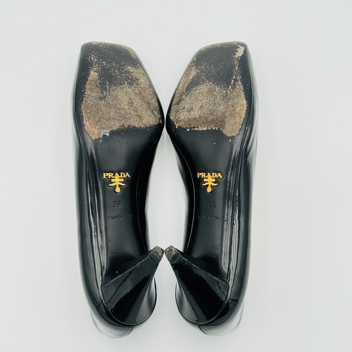 PRADA バレエシューズ　エナメル ロゴ刻印 UK5.5/24.5位 黒 s-musee_361128207
