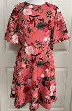 NWT Vince Camuto size 8 pink green floral short sleeve fit and flare dress $138
