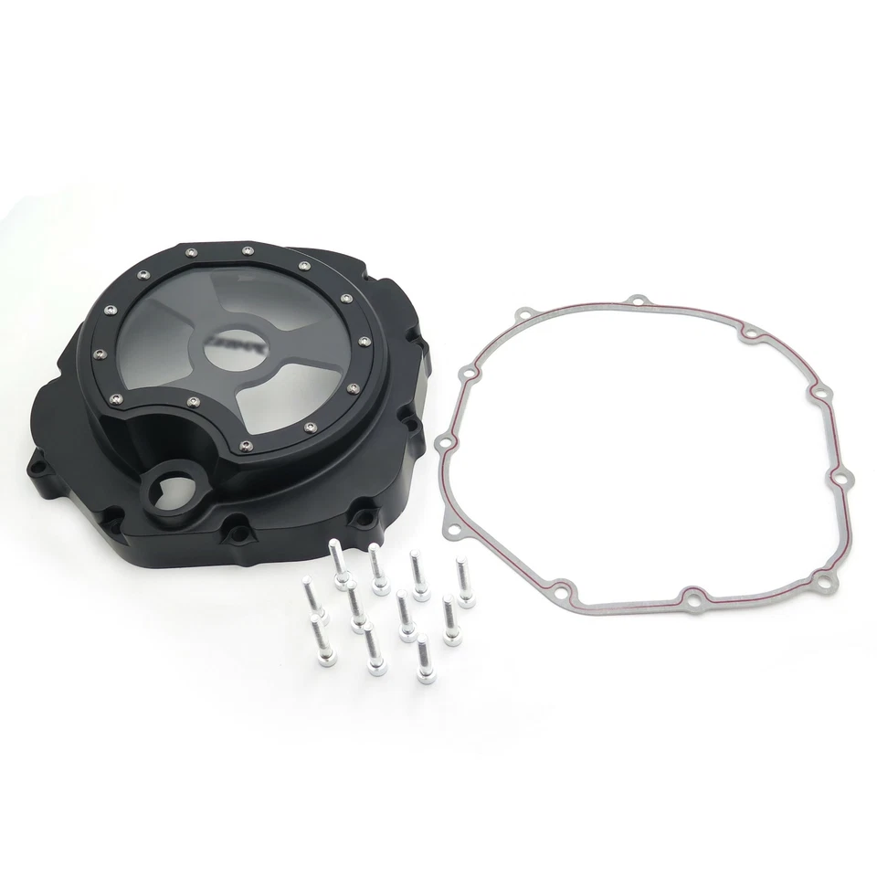 Cubierta de embrague del motor derecho negra transparente para Kawasaki Ninja Zx14R 2006-2022 Foto 3 de 4