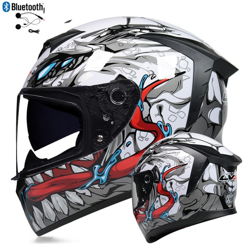 DOT Bluetooth Motorcycle Helmets Full Face Off Road ATV Motorbike Crash Helmet - Picture 6 of 58