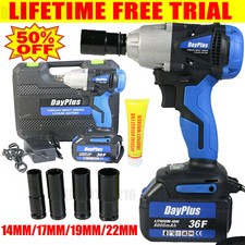 Cordless Impact Wrench Ratchet Nut Gun Wheel Removal Battery 4x Sockets Battery