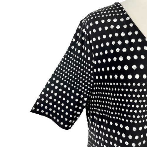 Chico's Sz 2 (L/12) Polka Dot Cross-Back A-Line Dress V-Neck Knee-Length Knit - Picture 5 of 10