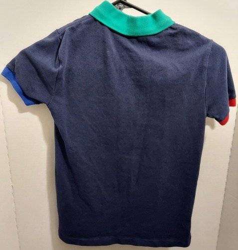 Polo Ralph Lauren Kids Boys Shirt Size 7 Navy Blue Big Pony Red Green Colorblock - Picture 8 of 8