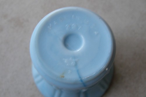 Vintage Akro Agate Ribs and Flutes Blue & Green Flower Pot Planters 3” x 3 1/2" - Picture 6 of 12