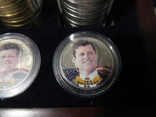 KENNEDY PLATTIERTE MÜNZEN, 20 SILBER 20 GOLD 20 PLATIN, HOLZBOX, JFK, TED, BOBBY - Bild 4 von 10