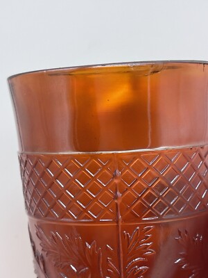Carnival Glass Lattice and Daisy Tumblers 8oz Marigold Dugan | eBay