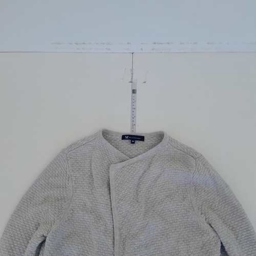 Crew Clothing Cardigan Medium Grey Womens Open Front Cotton Waffle Knit - Picture 2 of 10