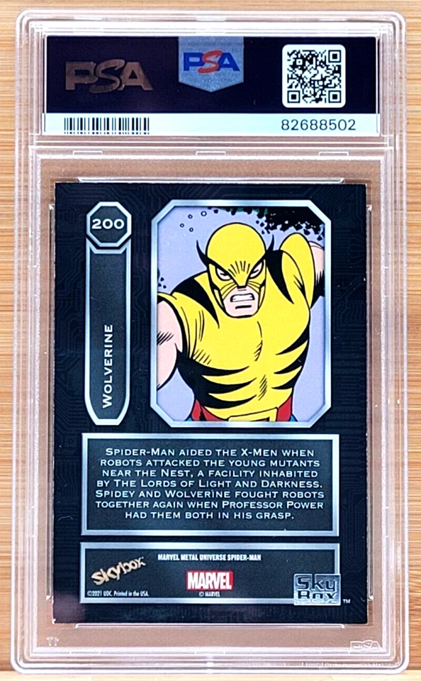 Marvel Metal Universe Spider-Man Wolverine Light 2022 FX azul neón PSA 6 Foto 2 de 2