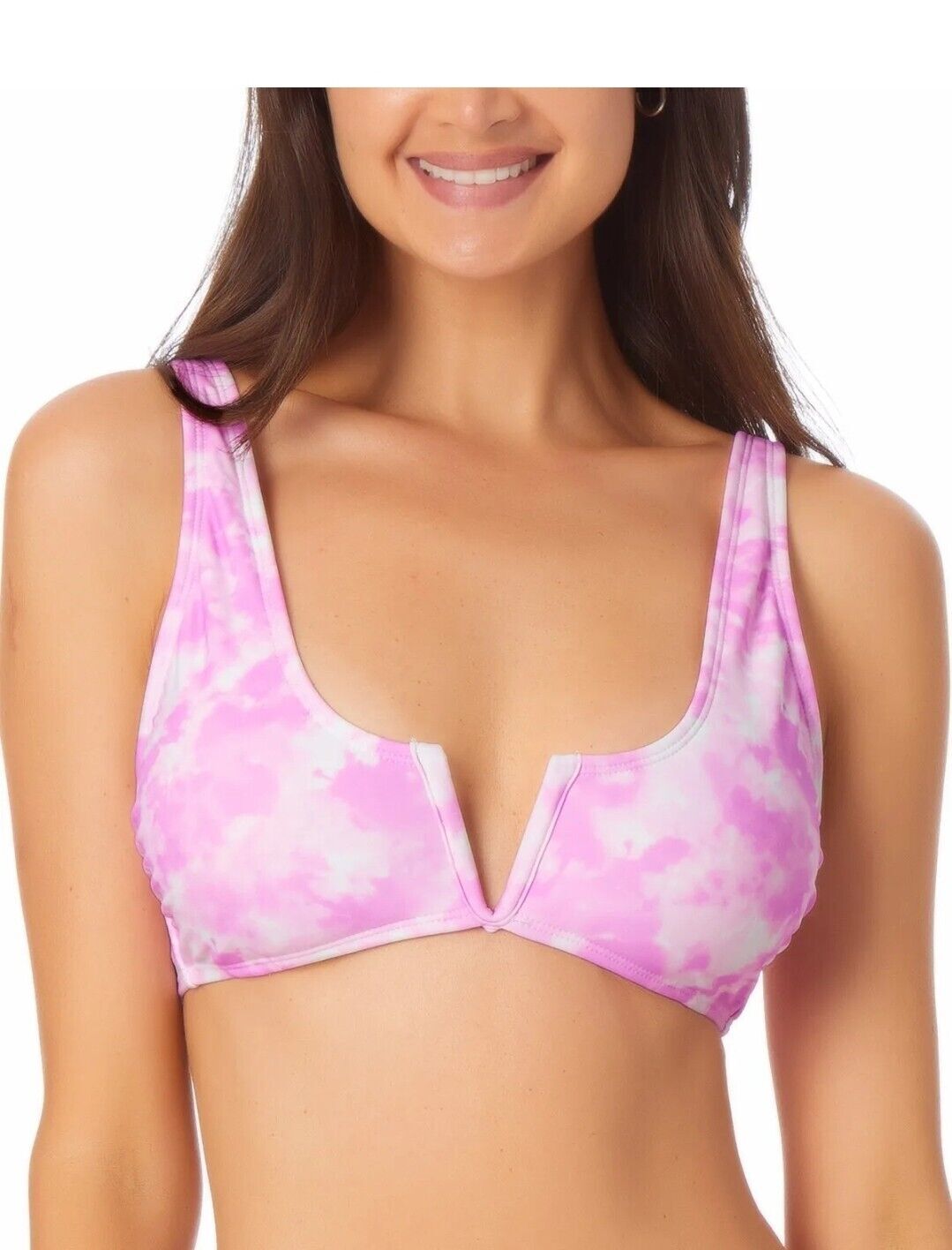 Bikini Swim Top V Wire Pink Tie Dye Juniors Size Large CALIFORNIA WAVES $19 -NWT-image