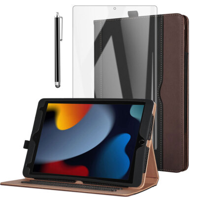 iPad 9th 8th 7th Generation 10.2'' Case Leather Stand Cover with Screen Protector