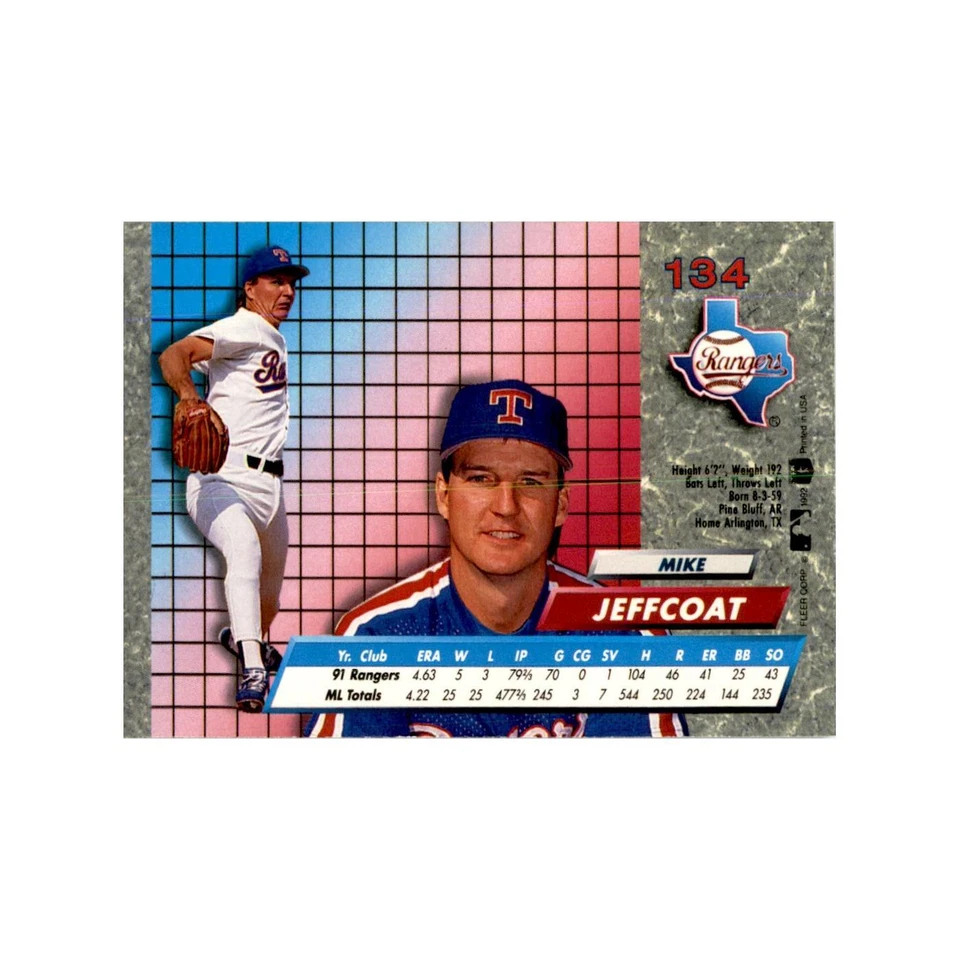 1992 Fleer Ultra Mike Jeffcoat Baseball Cards #134 - Image 2 of 3