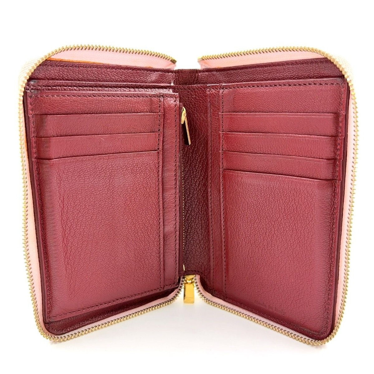 CELINE Compact Zipped Wallet in Beige Leather | eBay