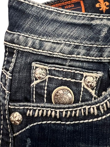 Rock Revival Womens Denim Shorts Size 27 Embroidered Pockets Dark Wash - Picture 8 of 8