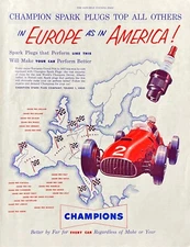 Vintage Print Ad Champion Spark Plugs 1953 Magazine Ad Vintage Race Car Parts Ad