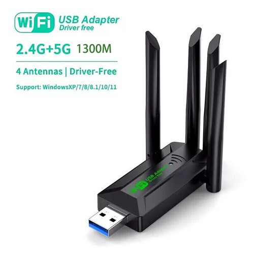 WIFI Adapter WLAN USB 3.0 Stick 1300Mbps Dual-Band Dongle 4 Antenne für PC AH - Bild 6 von 6