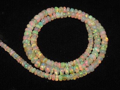 Natural Ethiopian opal gemstone necklace 3 to 6 mm fire opal beads necklace