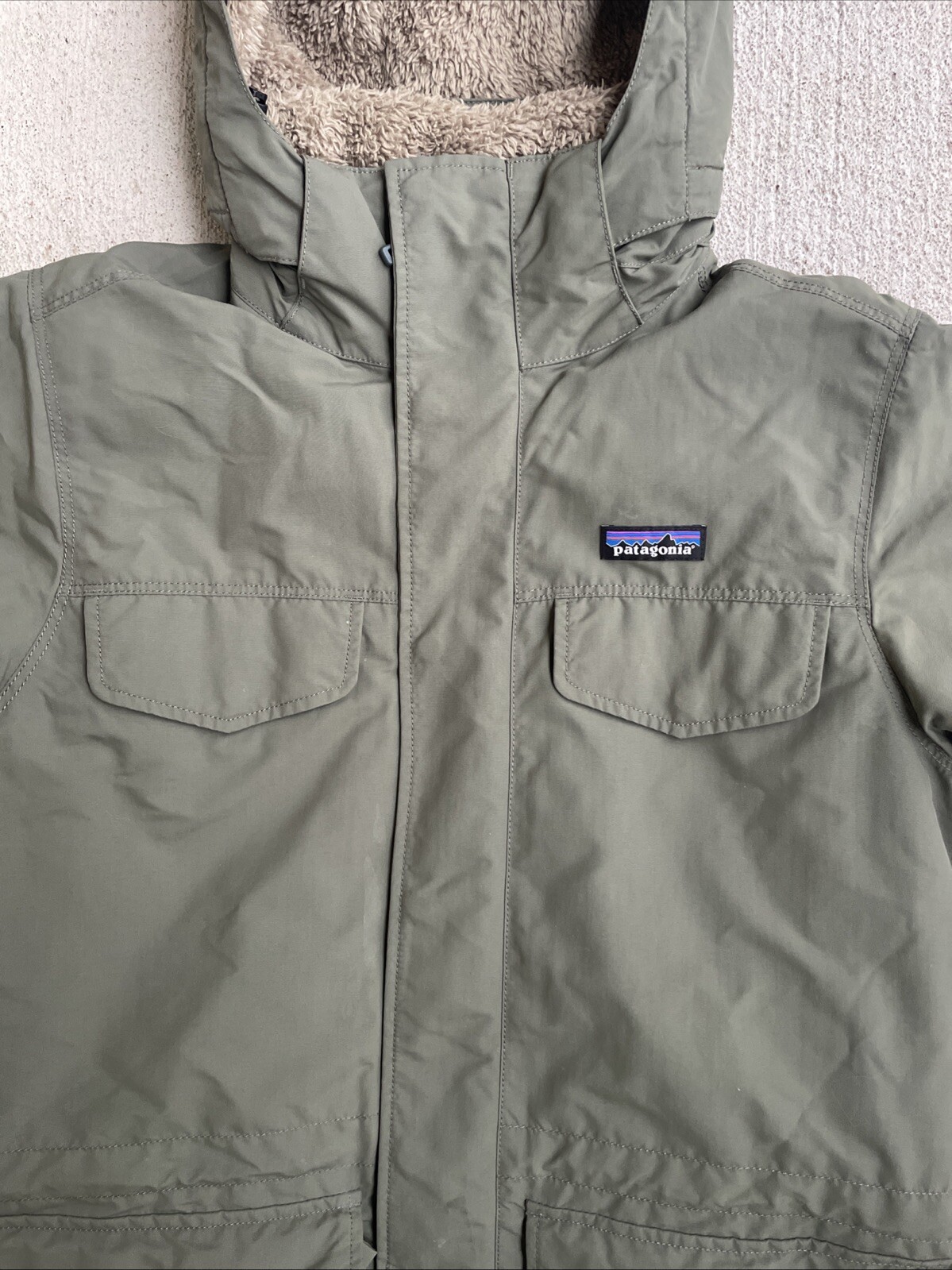 Patagonia Isthmus Parka SMALL Green Fleece Pile Lined Hooded 27021 image 4