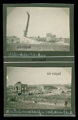 Essen Steele 1930 - Zeche Johann Sprengung vom letzten Schornstein - Foto 9x15cm