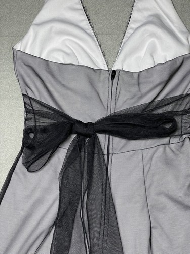 Vtg Y2K Dress Whimsygoth Goth Prom Grunge Fairy Silver Halter Sz 3 Sparkles Punk - Picture 20 of 24