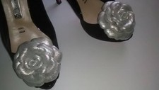 2-teiliges Set, Schuhdeko, rosa silber f&uuml;r Lederschuhe.